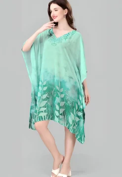 Digital Printed Georgette Kaftan in Green
