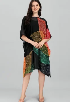 Digital Printed Georgette Kaftan in Black