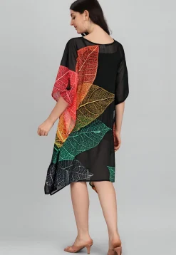 Digital Printed Georgette Kaftan in Black