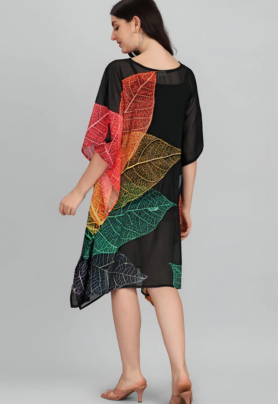 Digital Printed Georgette Kaftan in Black