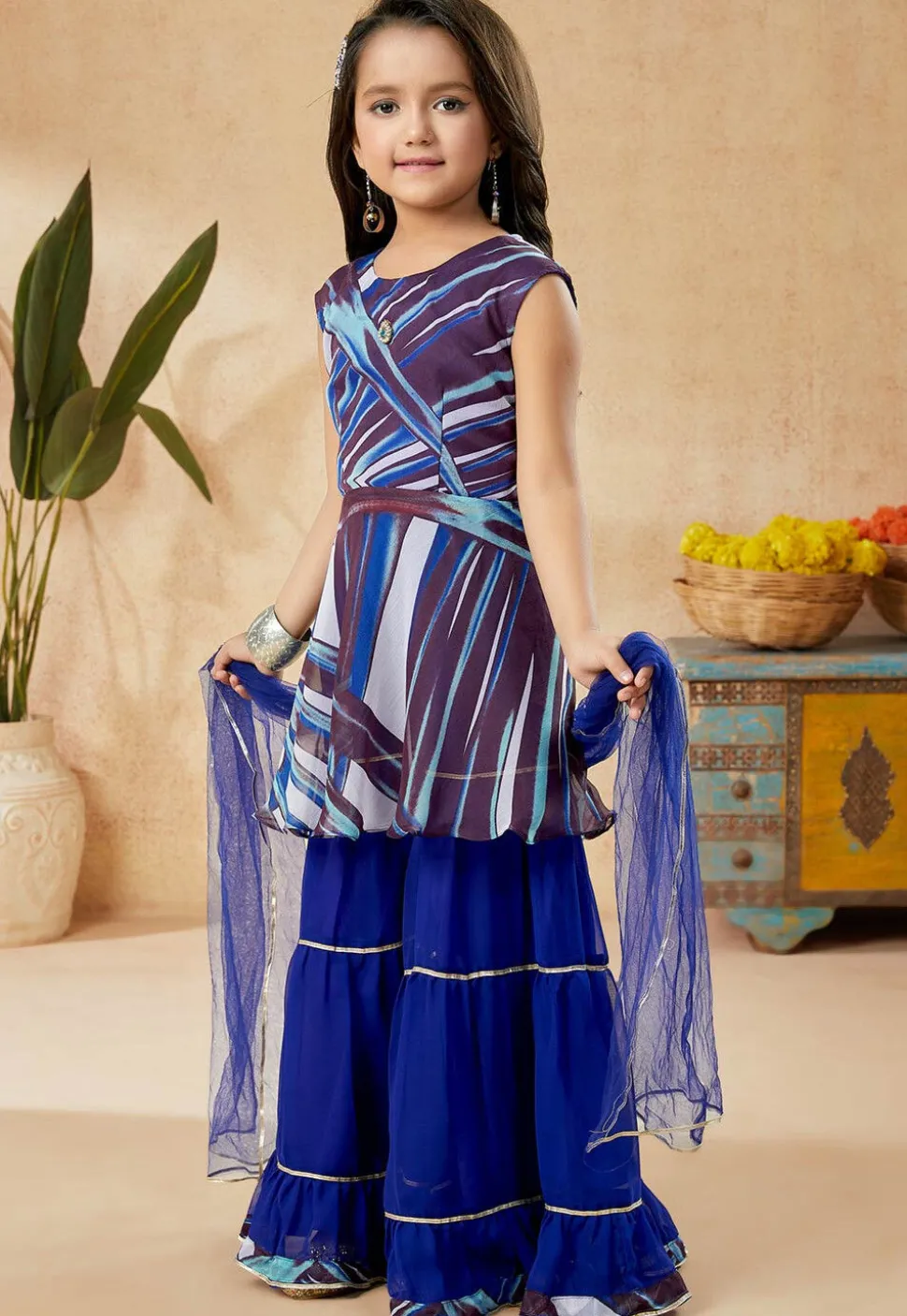 Digital Printed Georgette Pakistani Suit in Multicolor