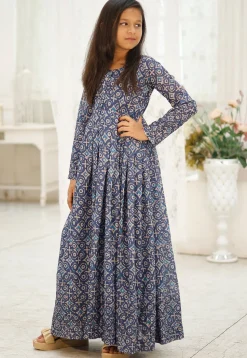 Digital Printed Georgette Gown in Blue