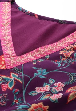 Digital Printed Georgette A Line Kurta Set in Purple