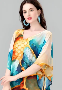 Digital Printed Georgette Kaftan in Multicolor