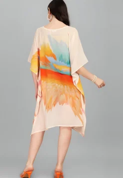 Digital Printed Georgette Kaftan in Cream