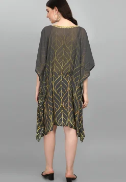 Digital Printed Georgette Kaftan in Grey