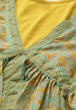 Digital Printed Georgette Front Slit Kurta Set in Yellow