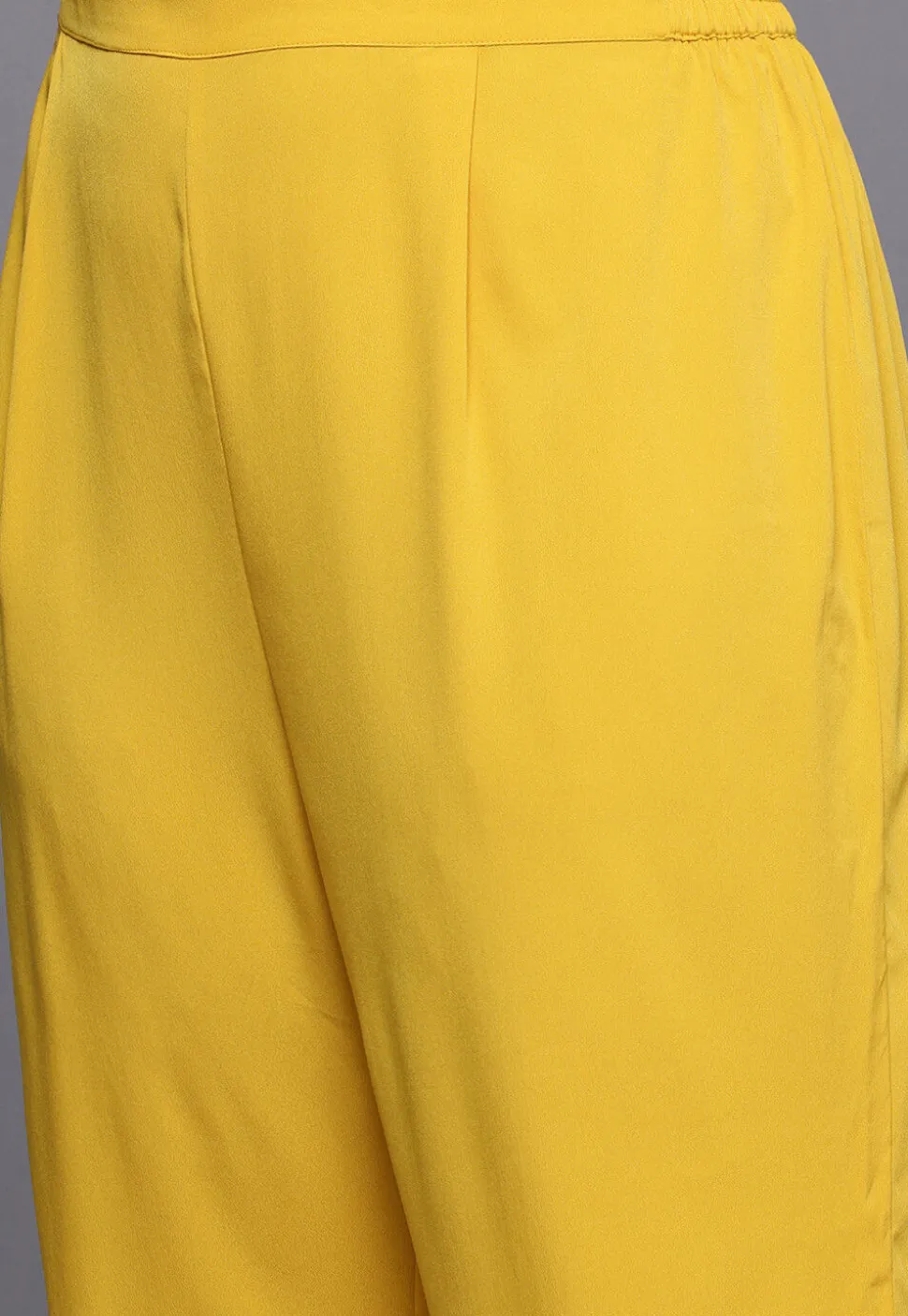 Digital Printed Georgette Front Slit Kurta Set in Yellow