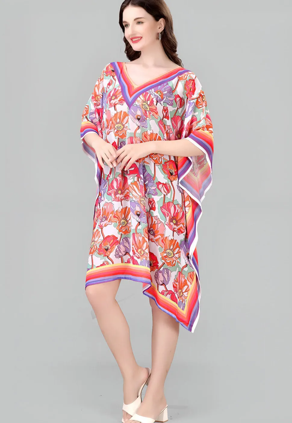 Digital Printed Georgette Kaftan in Multicolor
