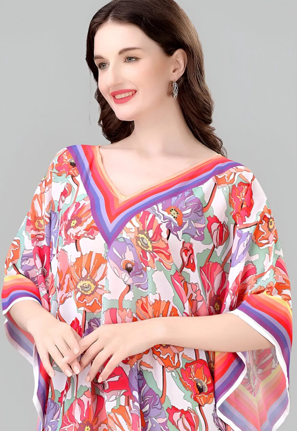Digital Printed Georgette Kaftan in Multicolor