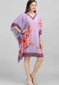 Digital Printed Georgette Kaftan in Purple