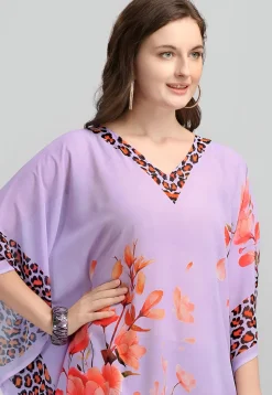 Digital Printed Georgette Kaftan in Purple