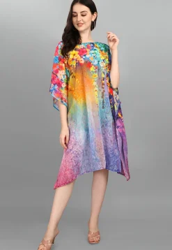 Digital Printed Georgette Kaftan in Multicolor
