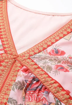 Digital Printed Georgette Front Slit Kurta Set in Peach