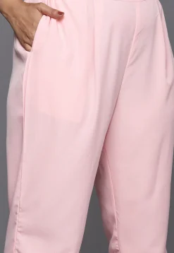Digital Printed Georgette Front Slit Kurta Set in Peach