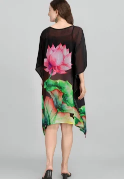 Digital Printed Georgette Kaftan in Black