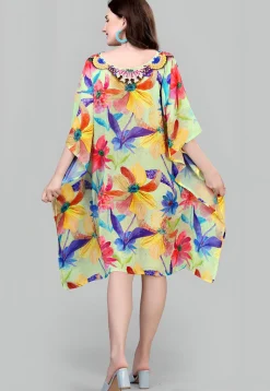 Digital Printed Georgette Kaftan in Light Green