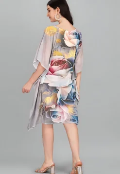 Digital Printed Georgette Kaftan in Grey