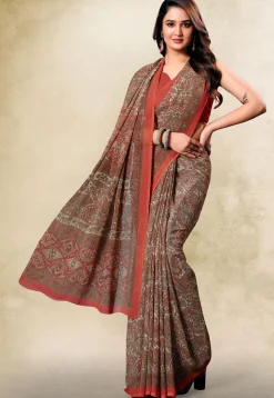 Digital Printed Georgette Saree in Multicolor