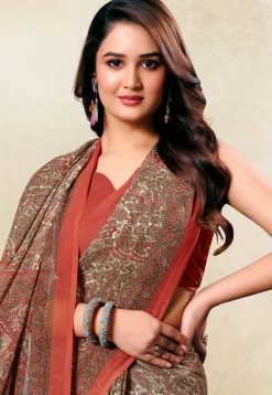Digital Printed Georgette Saree in Multicolor