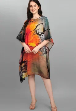 Digital Printed Georgette Kaftan in Multicolor