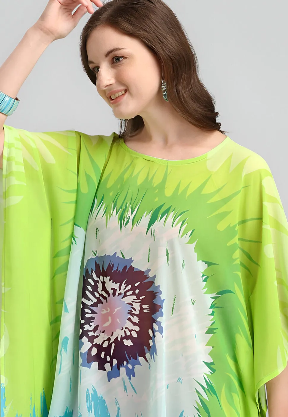 Digital Printed Georgette Kaftan in Multicolor