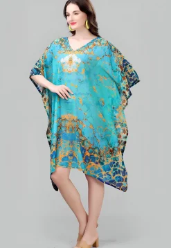 Digital Printed Georgette Kaftan in Blue