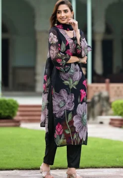 Digital Printed Georgette Pakistani suit in Black