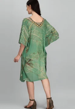Digital Printed Georgette Kaftan in Light Green