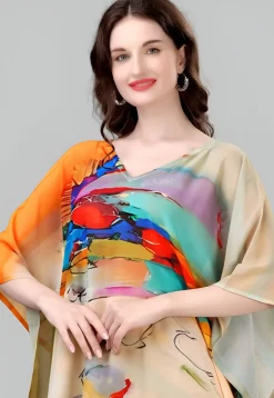 Digital Printed Georgette Kaftan in Multicolor