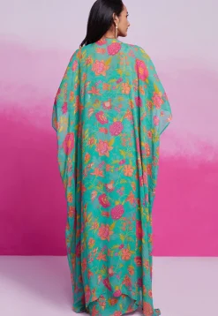 Digital Printed Georgette Co Ord Set in Teal Green