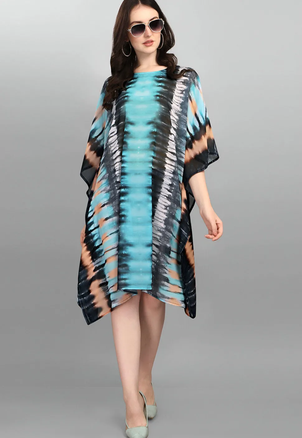 Digital Printed Georgette Kaftan in Multicolor