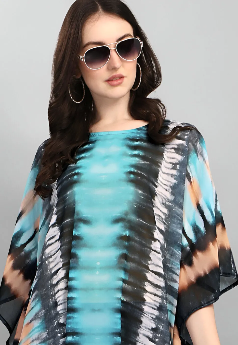 Digital Printed Georgette Kaftan in Multicolor