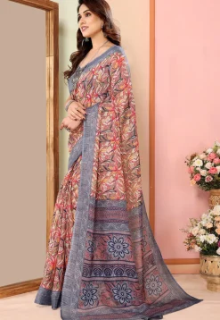 Digital Printed Kota Doriya Saree in Pink