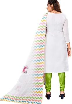 Digital Printed Kota Doria Straight Suit in Off White