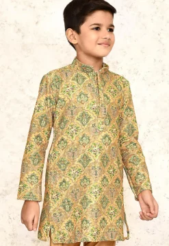 Digital Printed Lycra Kurta in Mustard