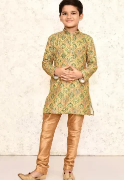 Digital Printed Lycra Kurta in Mustard