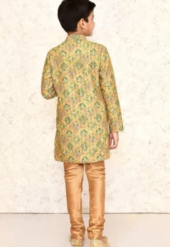 Digital Printed Lycra Kurta Set in Mustard