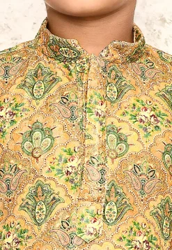Digital Printed Lycra Kurta Set in Mustard