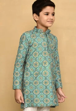 Digital Printed Lycra Kurta in Blue