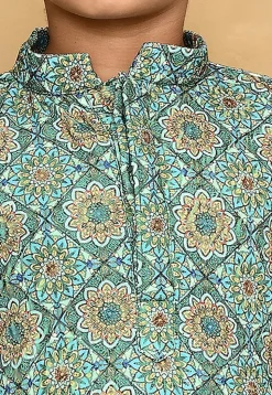 Digital Printed Lycra Kurta in Blue