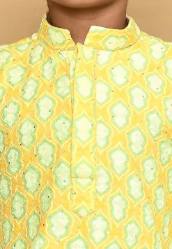 Digital Printed Lycra Kurta in Yellow