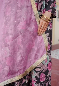 Digital Printed Modal Muslin Pakistani Suit in Black