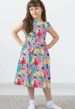 Digital Printed Modal Satin Dress in Multicolor