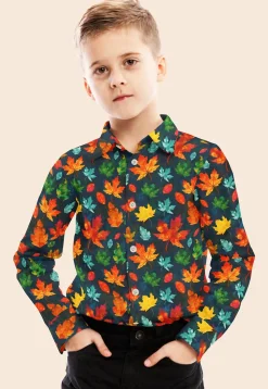 Digital Printed Modal Satin Shirt in Navy Blue