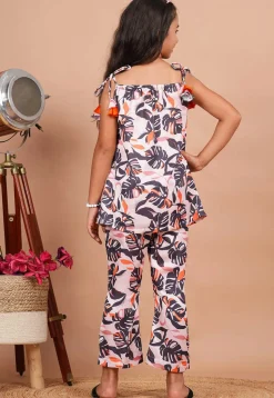 Digital Printed Modal Satin Co-Ord Set in White and Multicolor