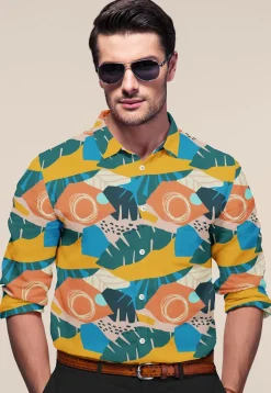 Digital Printed Modal Satin Shirt in Multicolor