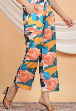 Digital Printed Modal Satin Pant in Multicolor