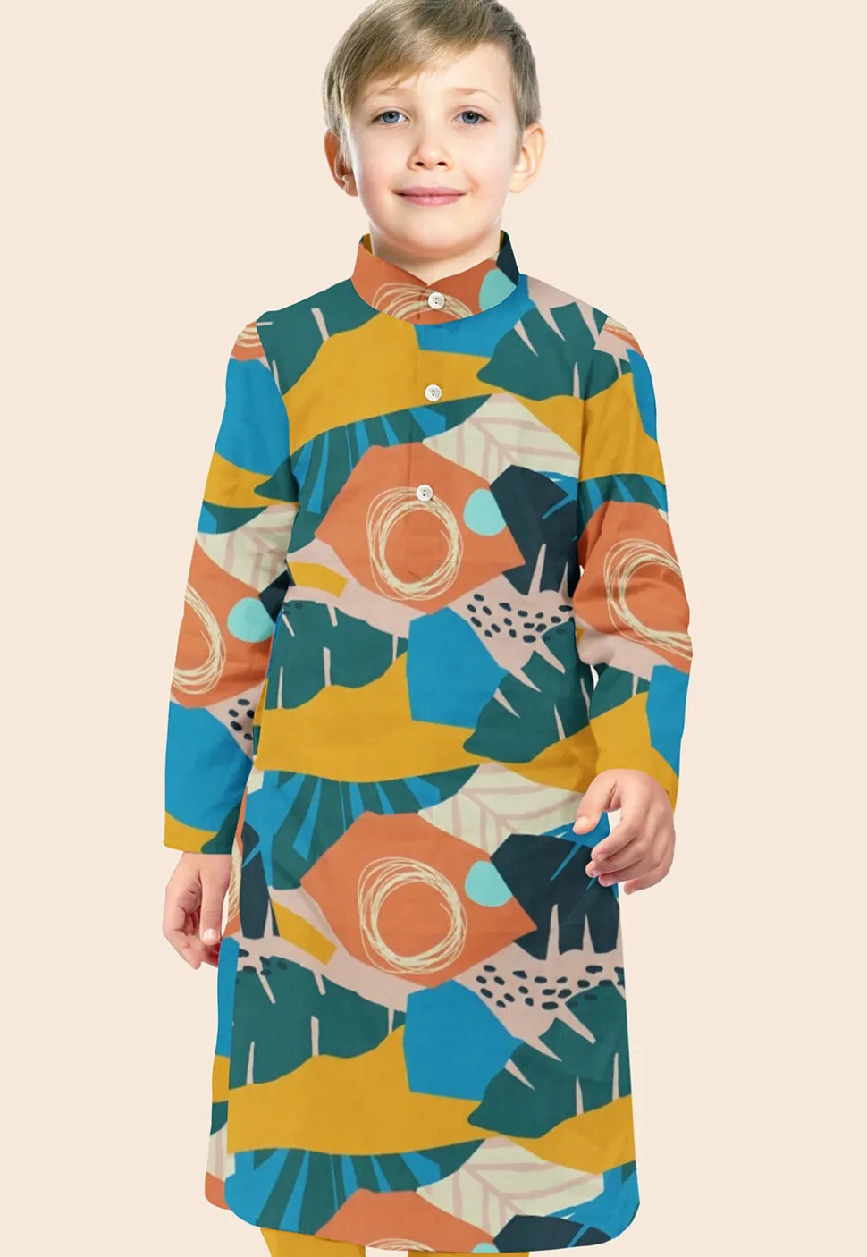 Digital Printed Modal Satin Kurta in Multicolor
