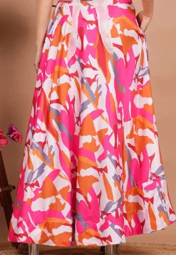 Digital Printed Modal Satin Skirt in Multicolor